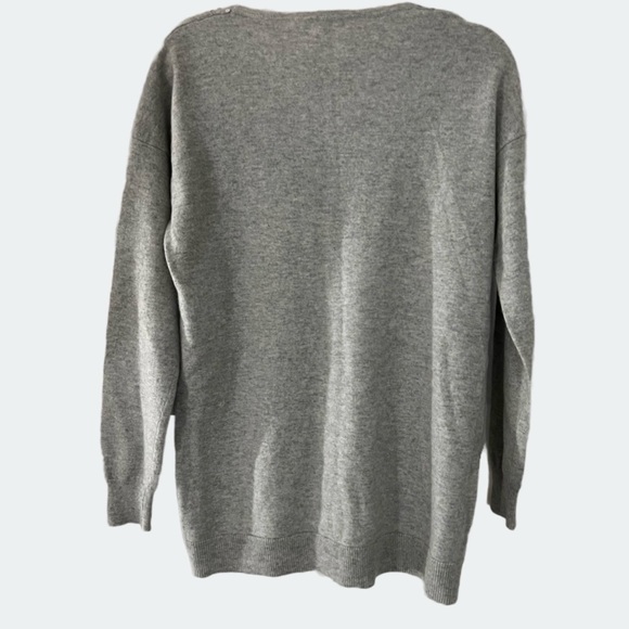 Autumn Cashmere/Cashmere Sweater/Women’s/ Large/Gray/Sequin V-Neck - Picture 2 of 10